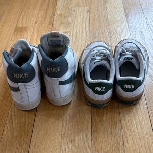 Nike Kids White Sneakers with Green Swoosh